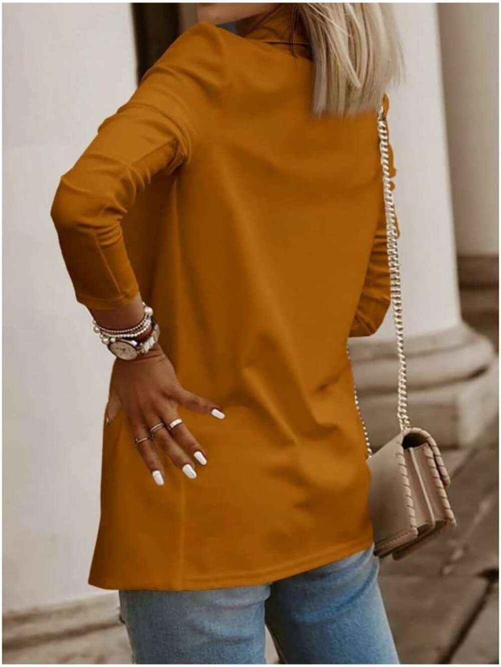 Women's Brown Long Sleeve Knit Blazer Work Business Outfits Open Front Jacket - Picture 4 of 4
